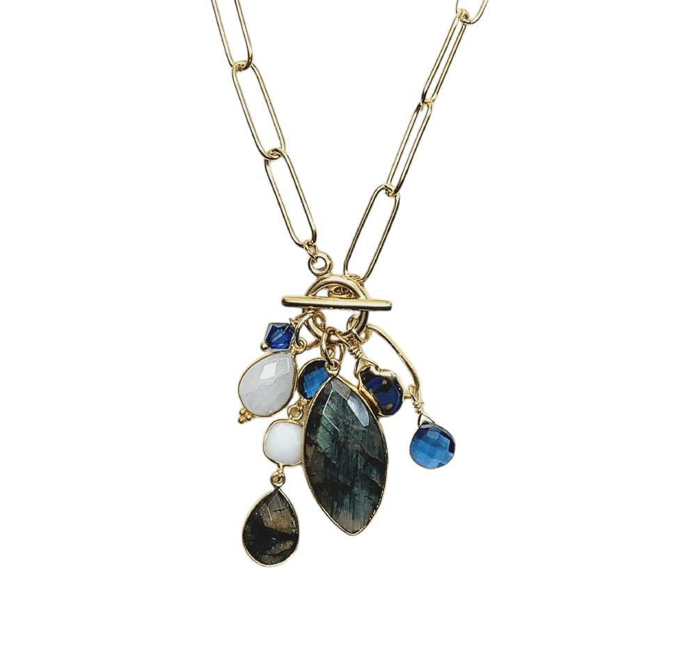 Labradorite, Moonstone and London Blue Quartz Necklace