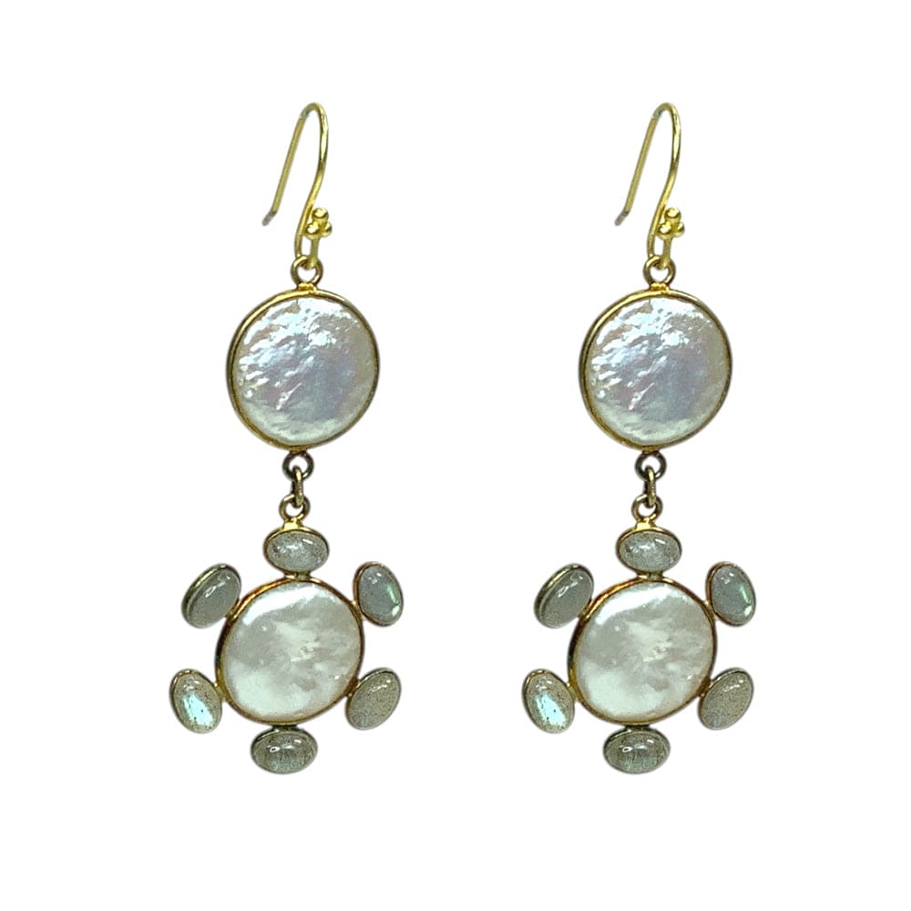 Freshwater Pearl and Labradorite Earrings for elegant looks