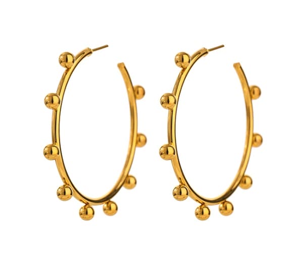 Gold Balls Large Hoop Emily ADMK Earrings