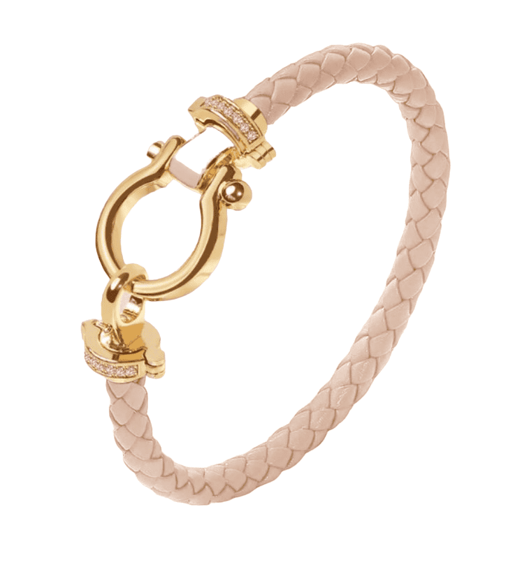 Peach color braided Bracelet with top clasp