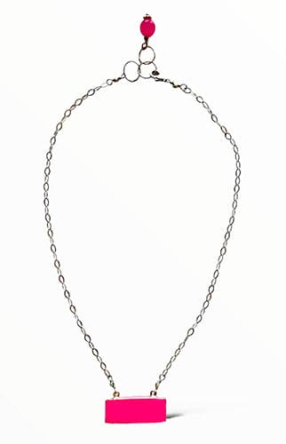 Hot Pink Quartz ADMK Bar Necklace
