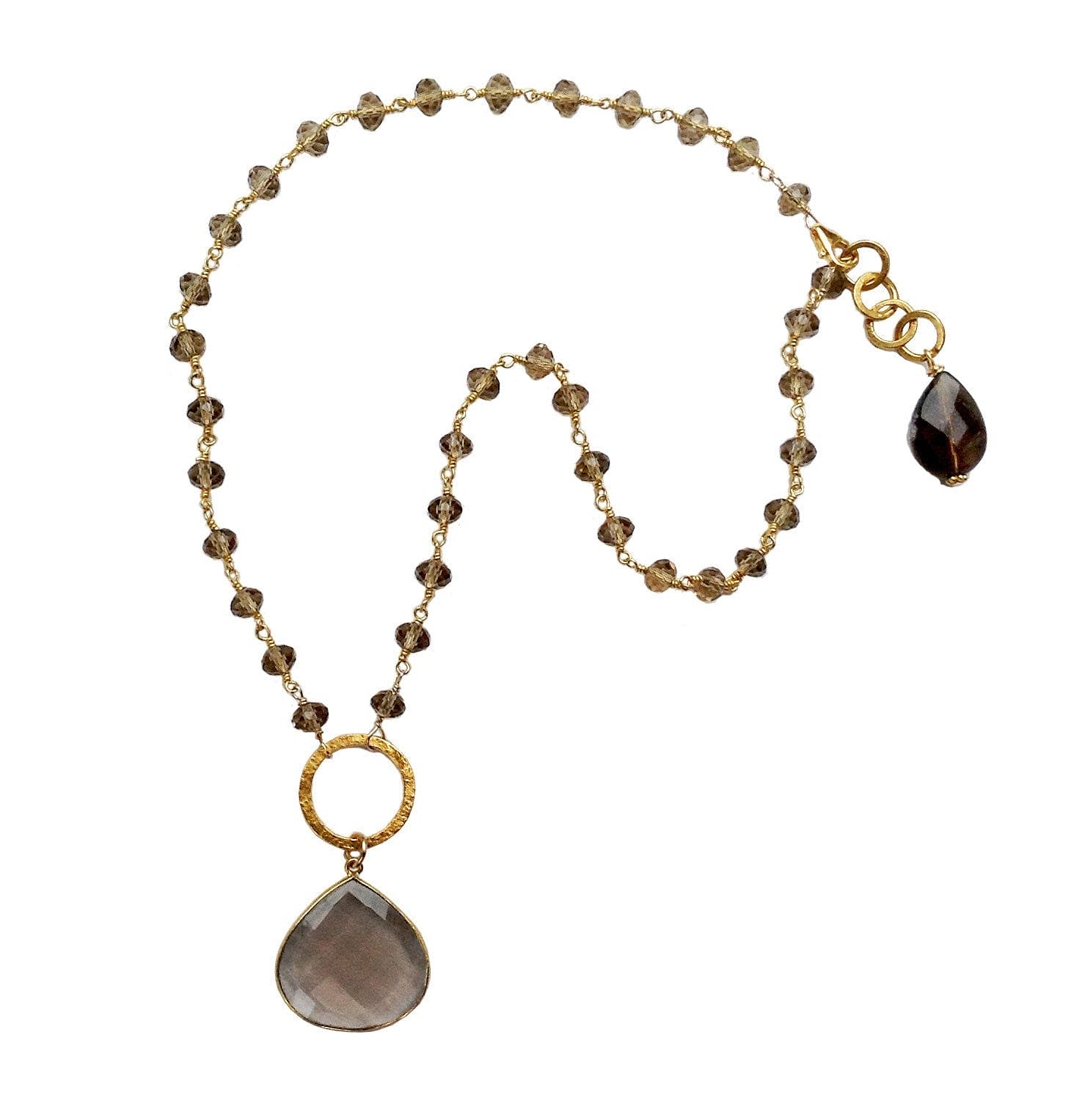 Smokey Quartz Lani Necklace, elegant gemstone jewelry, artisan necklace