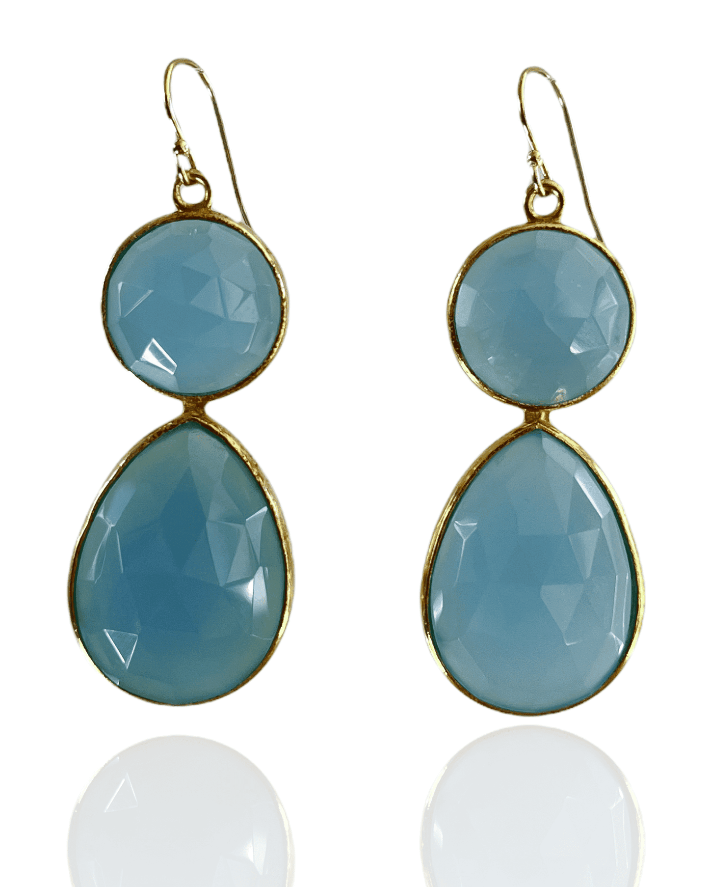 Blue Chalcedony Bold Statement ADMK Drop Earrings