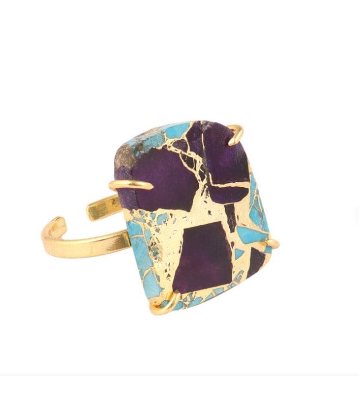 Purple Copper Jade Adjustable ADMK Ring