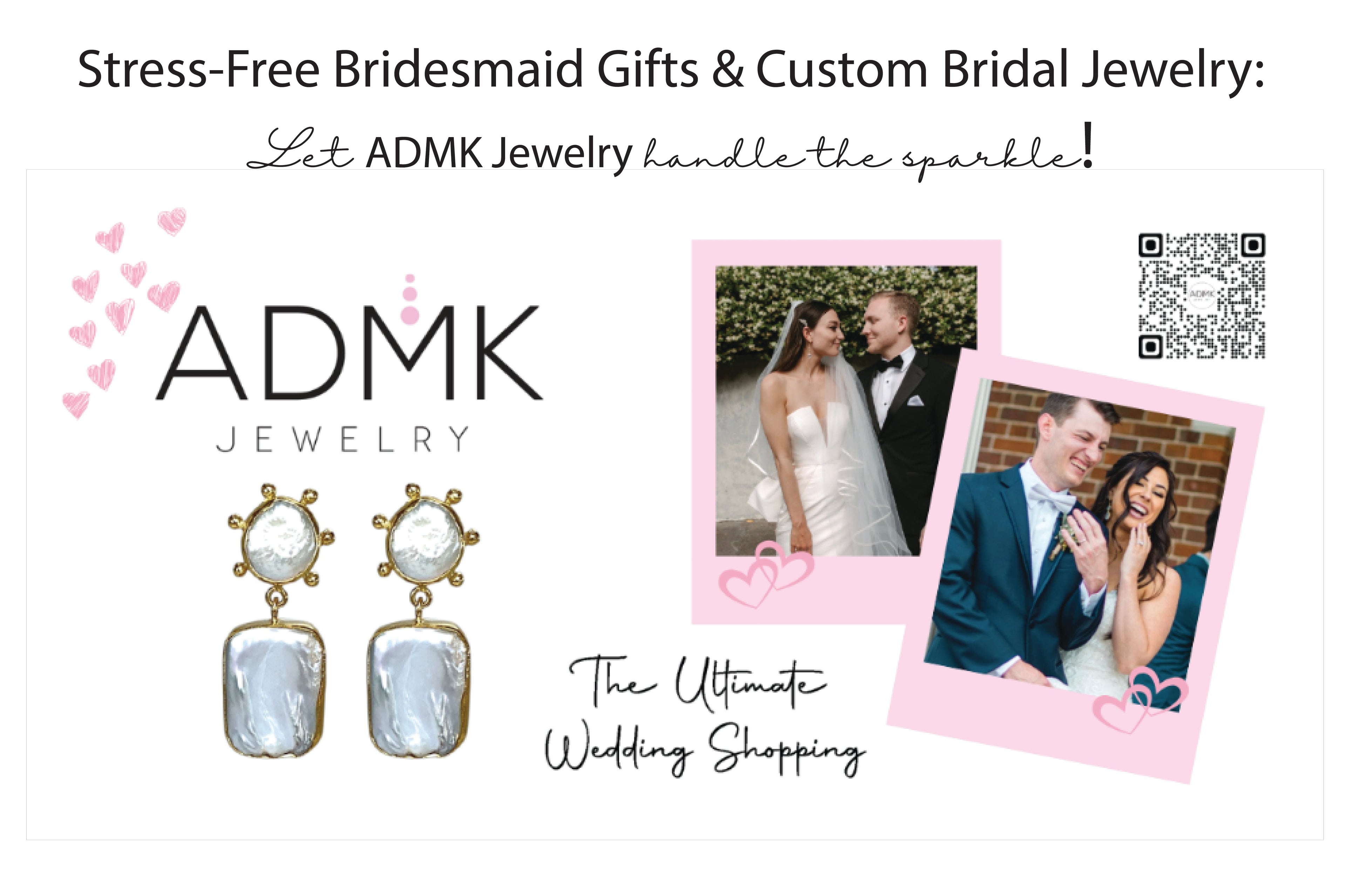 Stress-Free Bridesmaid Gifts and Custom Bridal Jewelry: Let ADMK Jewelry Handle the Spark with elegant gemstone earrings.