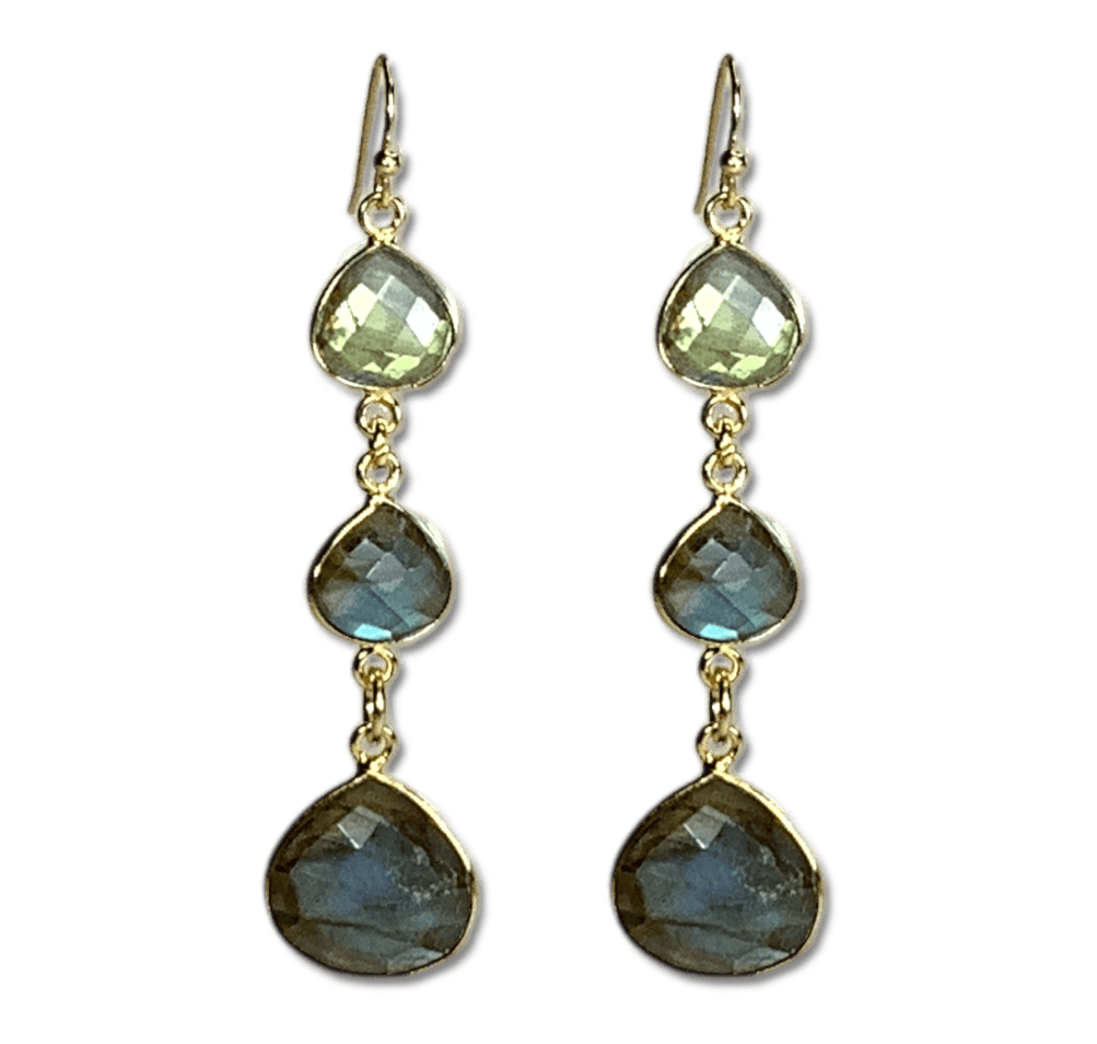 Labradorite Three Tier Earrings