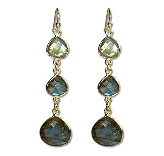 Labradorite Three Tier Earrings