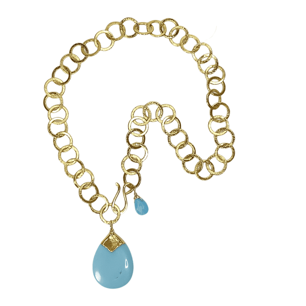 Baby Blue Quartz Necklace with gold chain and pendant