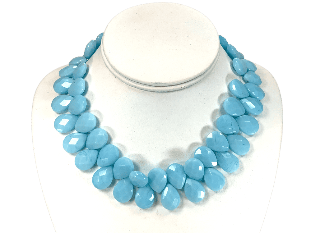Baby Blue Quartz Teardrop Necklace, artisan jewelry, handmade gemstone jewelry