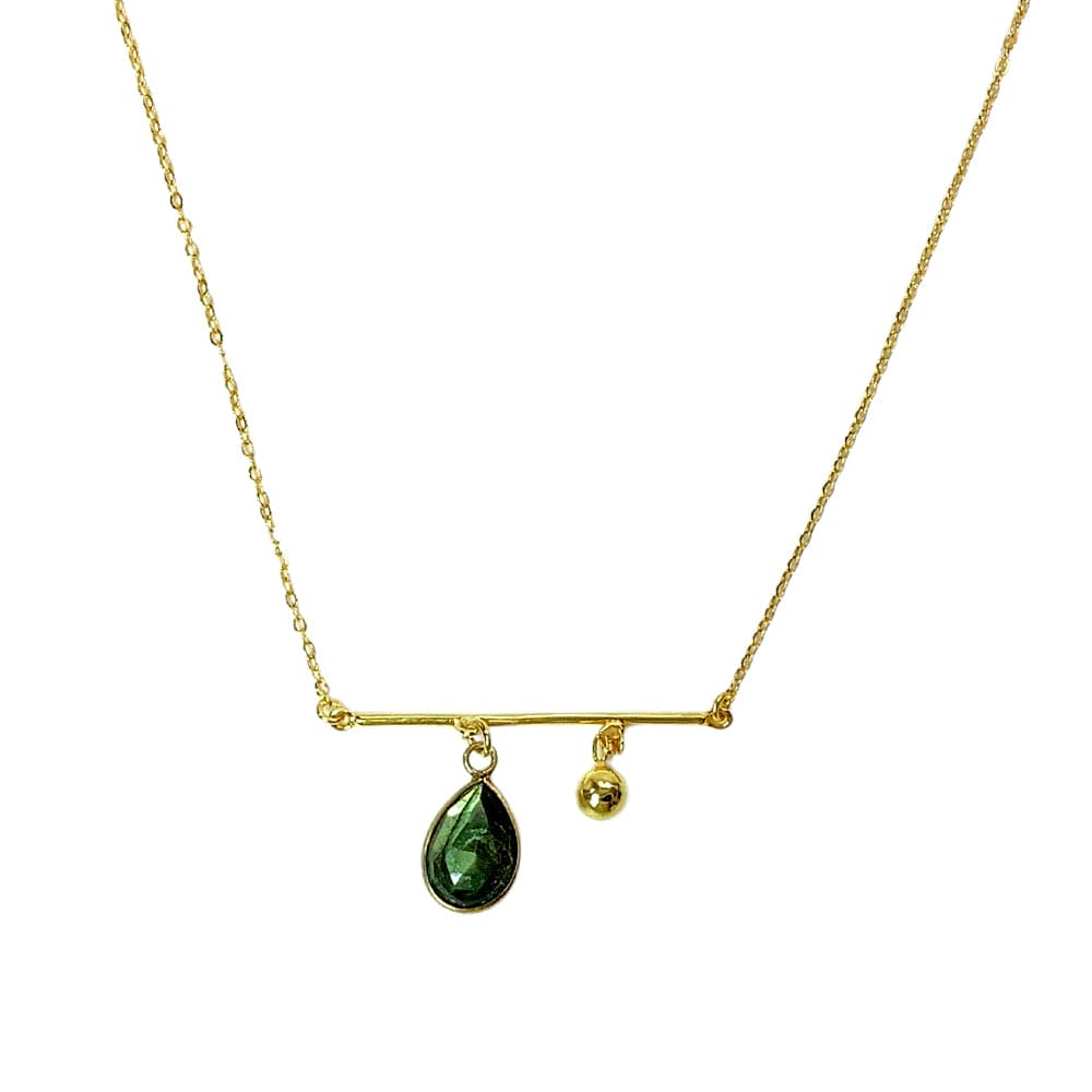Elegant handmade gemstone necklace with green pendant, artisan jewelry featuring a luxury handcrafted design.