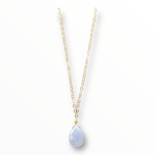 Blue Chalcedony Long ADMK Necklace