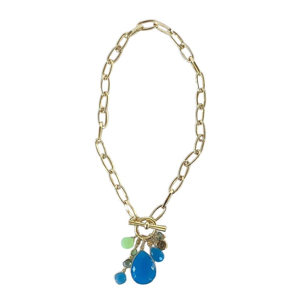 Sky Blue Quartz, Seafoam Chalcedony and Green Amethyst Necklace, artisan jewelry with elegant gemstones.