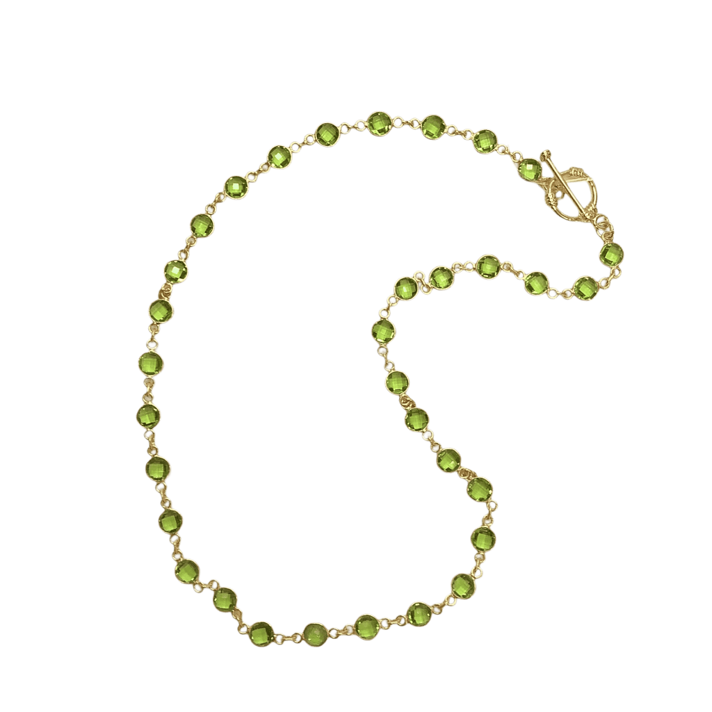 Green Quartz Necklace - handmade gemstone jewelry with toggle clasp