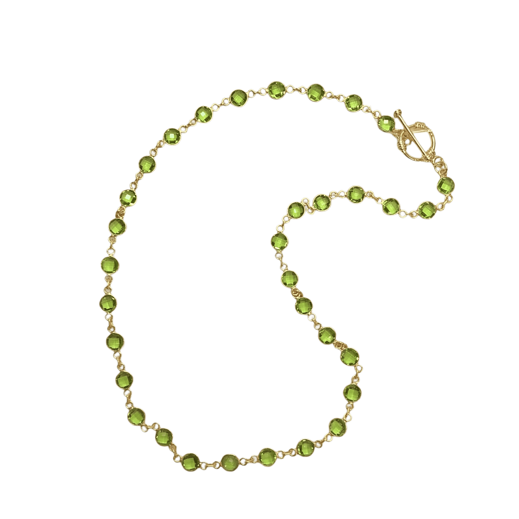 Green Quartz Necklace - handmade gemstone jewelry with toggle clasp