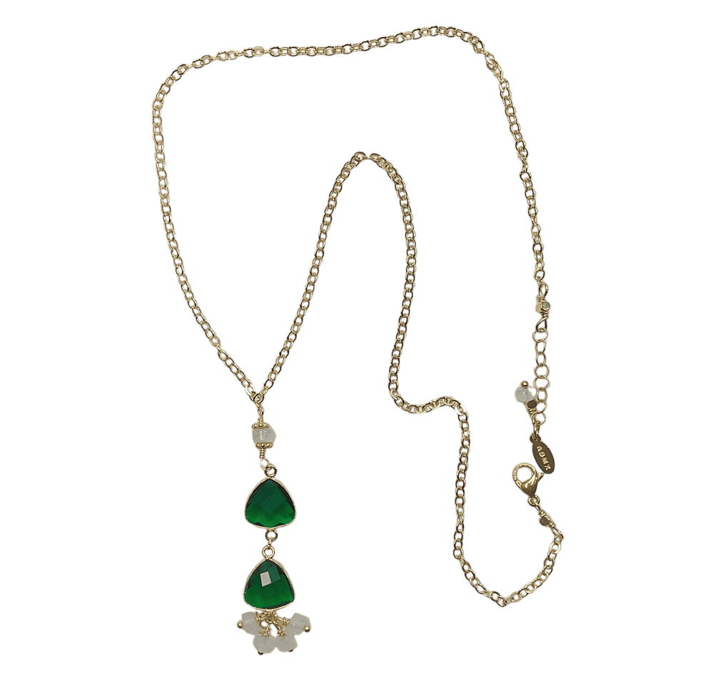 Green Quartz and Moonstone Necklace - handmade gemstone jewelry