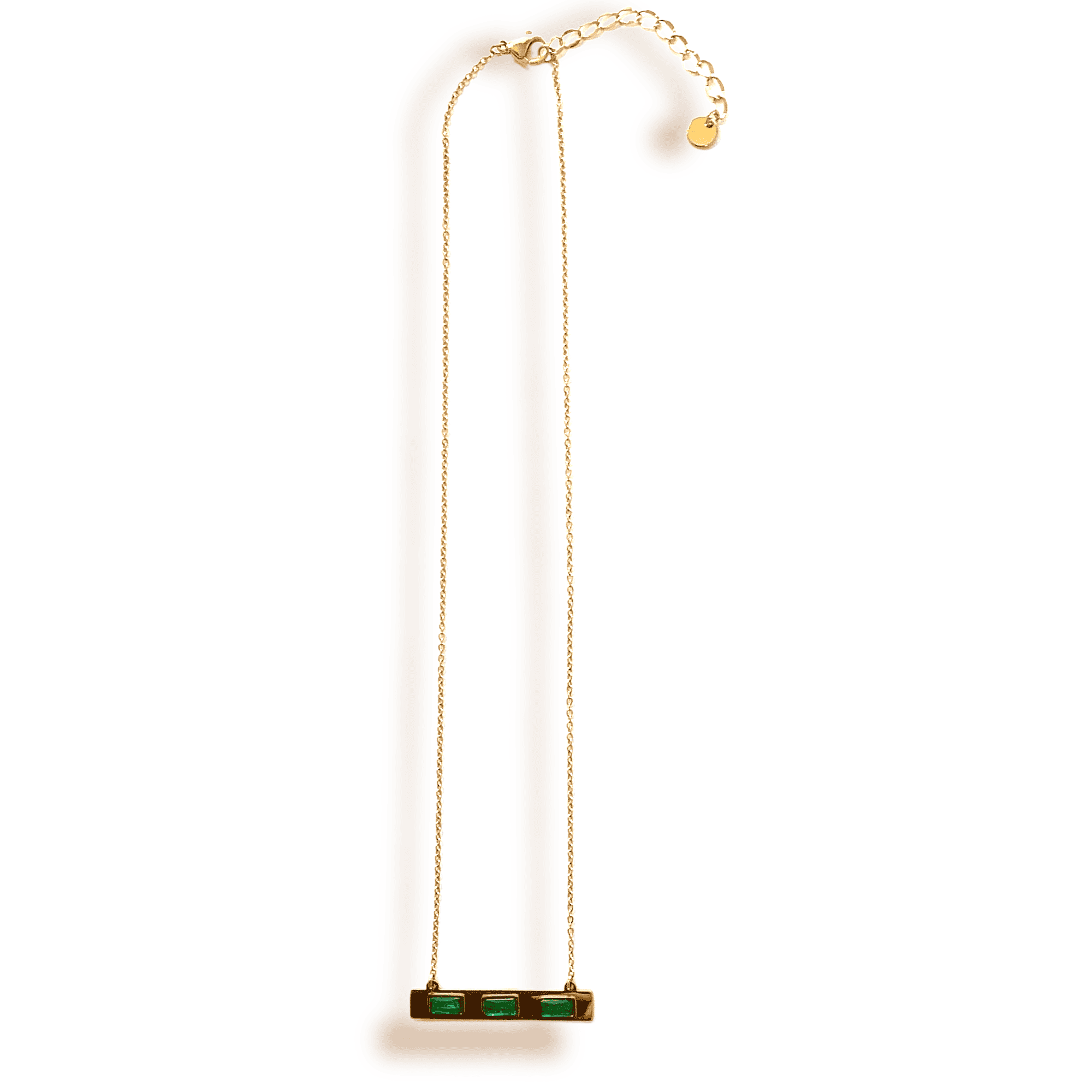 Green CZ Carmen ADMK Necklace with gold chain and pendant