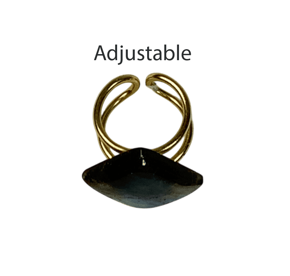 Labradorite Square Ring, elegant semi precious stone jewelry.