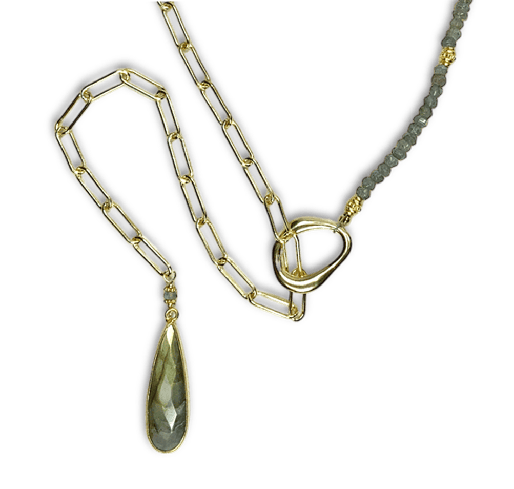 Labradorite Lariat Necklace - Handmade gemstone jewelry, luxury