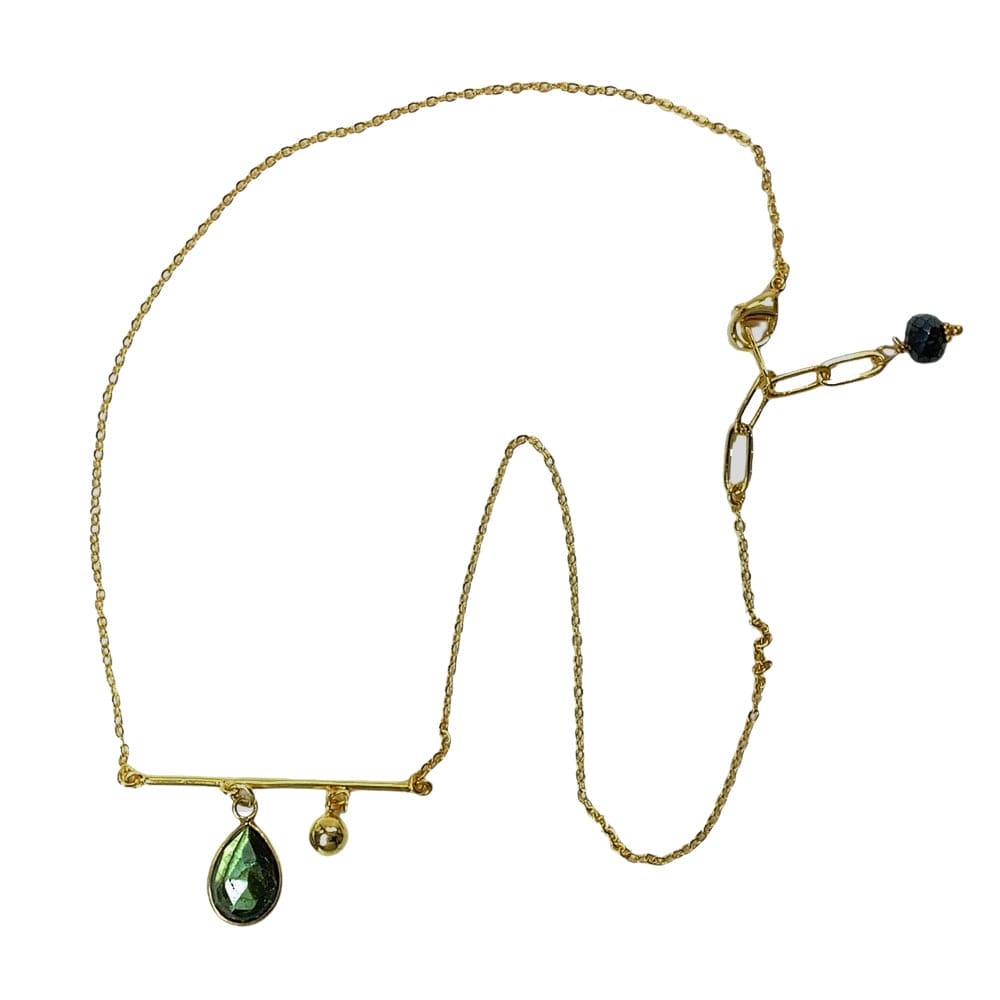 Labradorite Bar Necklace featuring a semi precious stone drop.