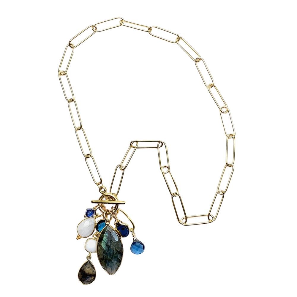 Handmade gemstone necklace featuring elegant natural stones and gold accents, perfect for luxury jewelry lovers.