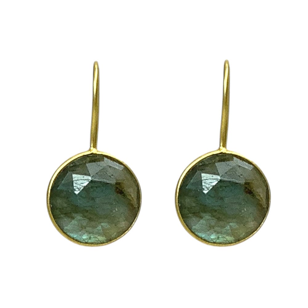 Labradorite Circle Hook Earrings, artisan jewelry, handmade gemstone jewelry