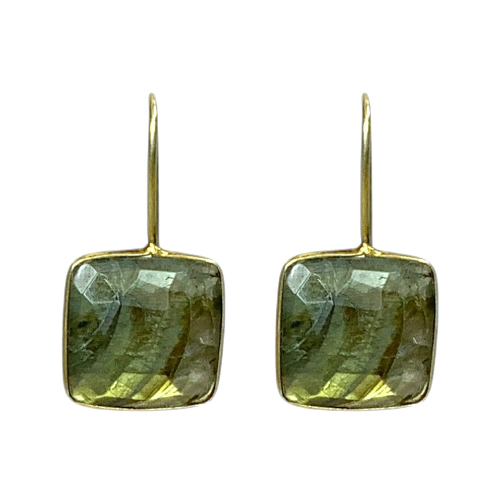 Labradorite Square Hook Earrings