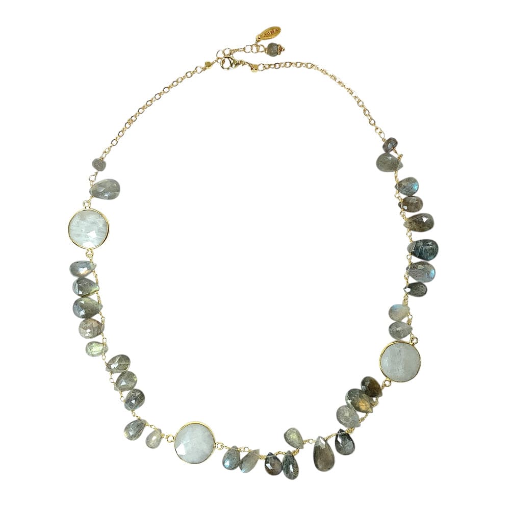 Labradorite Teardrop and Moonstone Necklace artisan jewelry