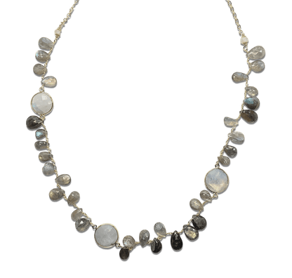 Labradorite Teardrop and Moonstone Necklace