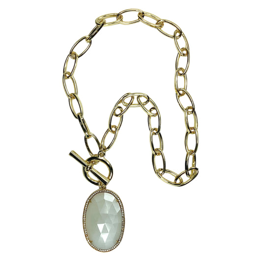 Mother Of Pearl Large Pendant on Large Paperclip Chain