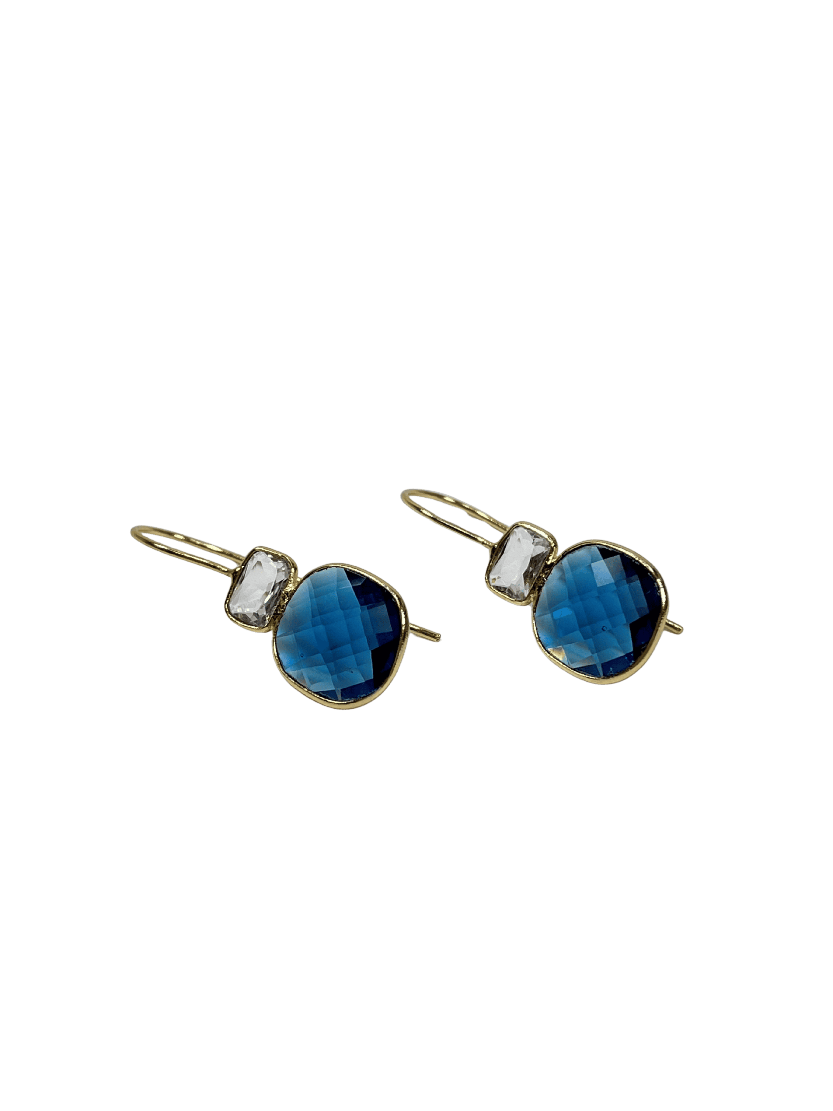 Royal Blue Quartz and Rock Crystal Hook Earrings - elegant jewelry