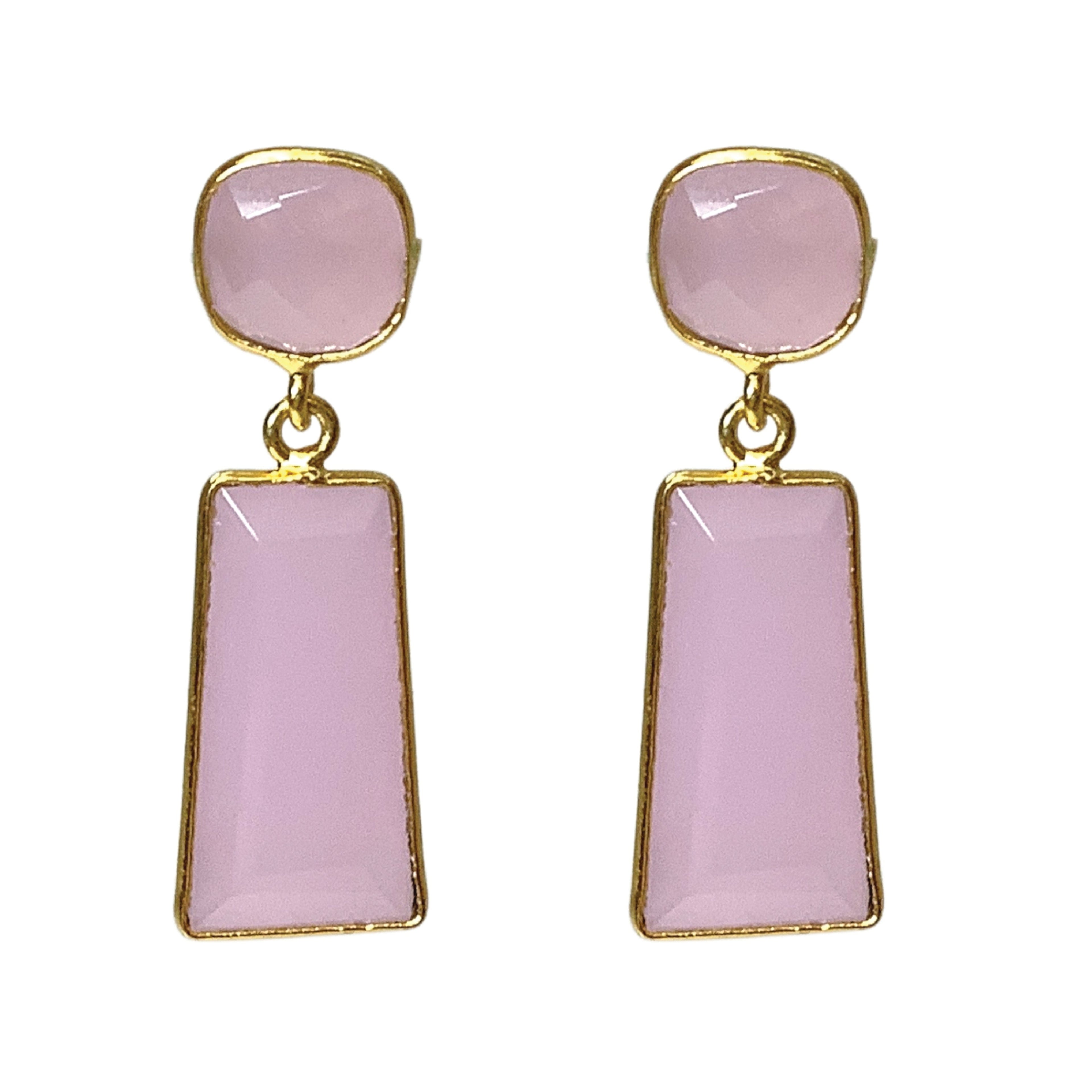 Pink Chalcedony Earrings - artisan jewelry with semi-precious stone
