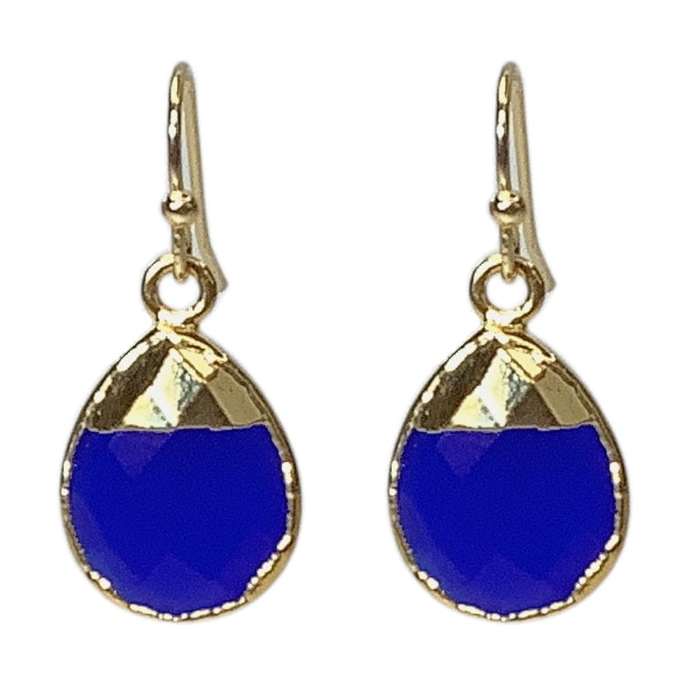Royal Blue Chalcedony Simple Hook Earrings, elegant jewelry