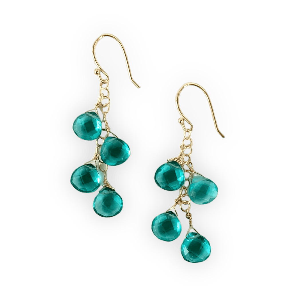 Teal Quartz ADMK Earrings, luxury handcrafted jewelry, elegant statement jewelry