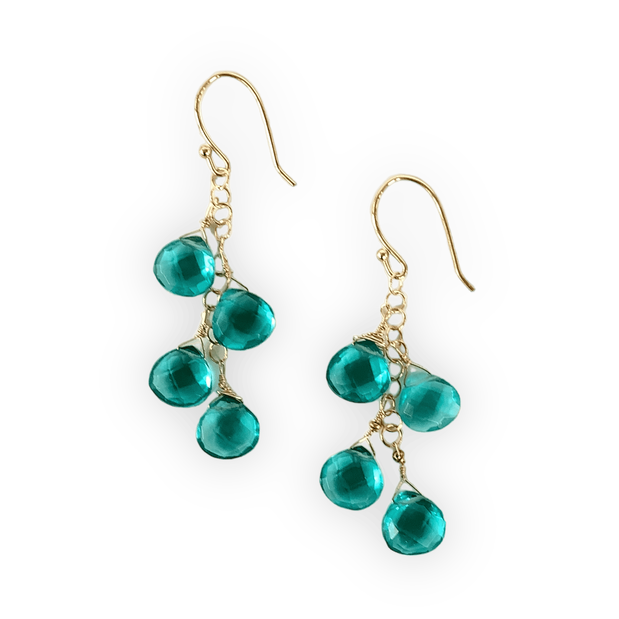 Teal Quartz ADMK Earrings, luxury handcrafted jewelry, elegant statement jewelry