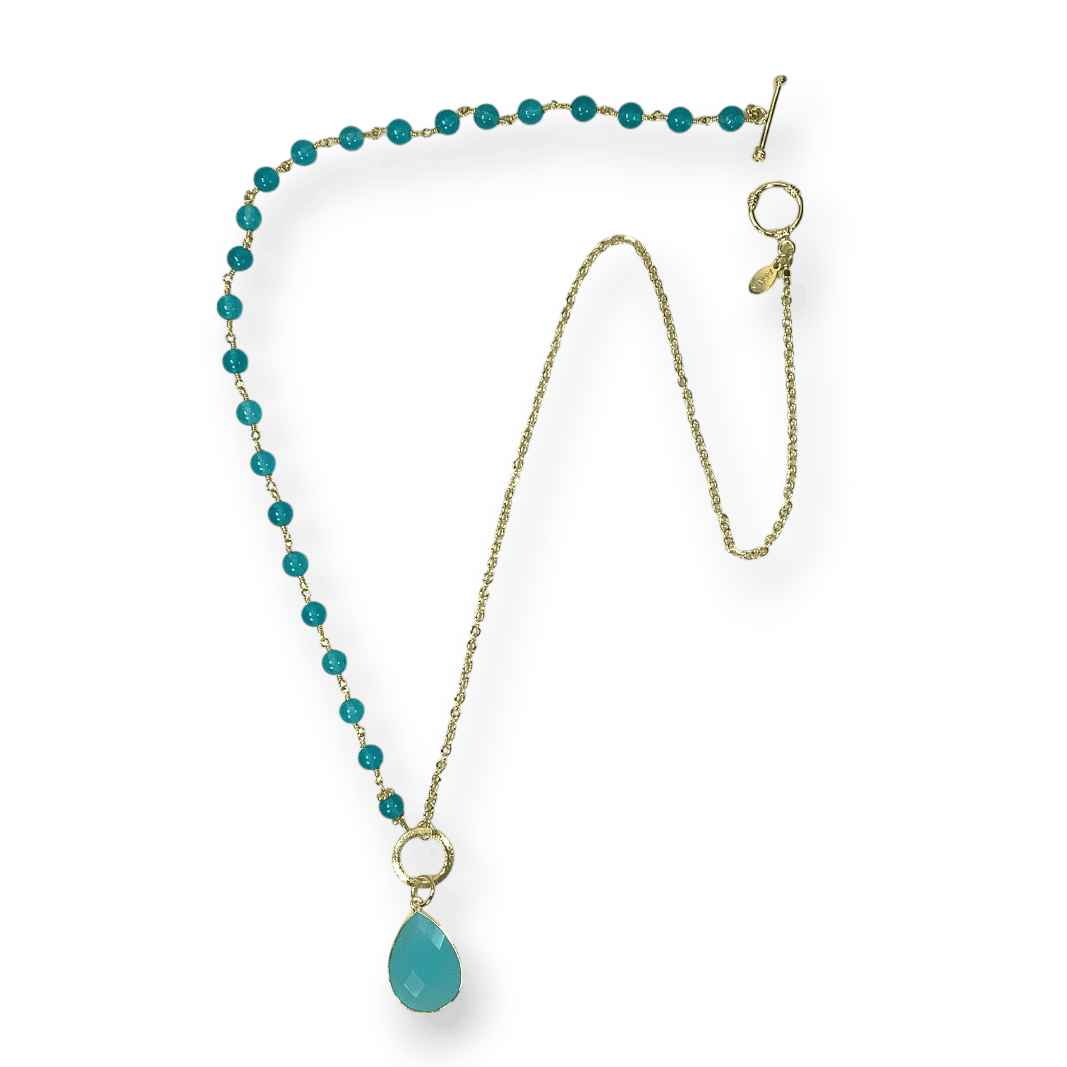 Elegant handmade gemstone necklace with turquoise beads.