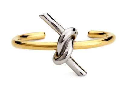 Gold and Silver Knotted Cuff Bracelet