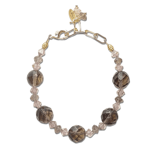 Smokey Quartz and Vintage Rose Swarovski Crystal Bracelet