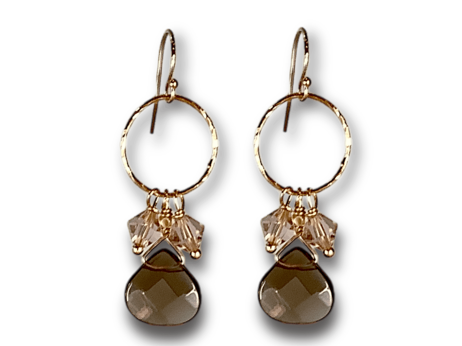 Smokey Quartz and Swarovski Earrings