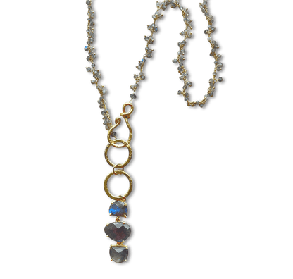 Labradorite Cluster Necklace with Large Labradorite Pendant