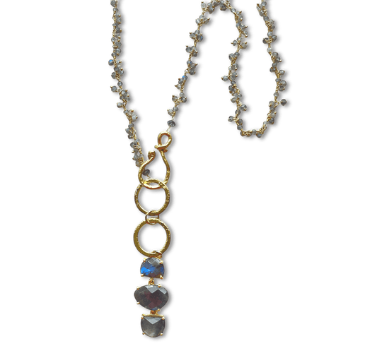 Labradorite Cluster Necklace with Large Labradorite Pendant