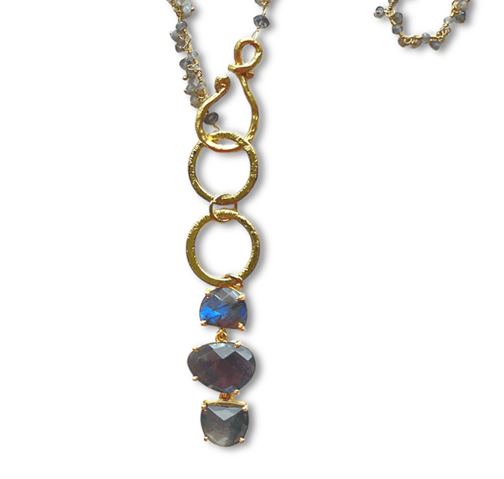 Labradorite Cluster Necklace with Large Labradorite Pendant