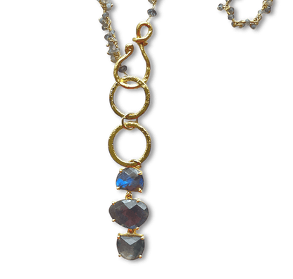 Labradorite Cluster Necklace with Large Labradorite Pendant