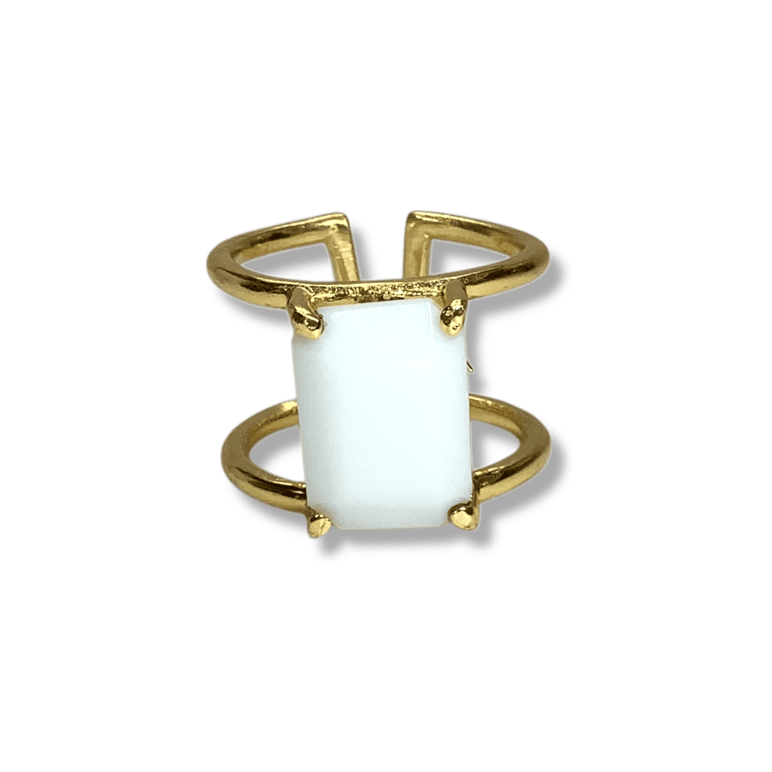 Elegant handmade gemstone ring with white stone, artisan jewelry.