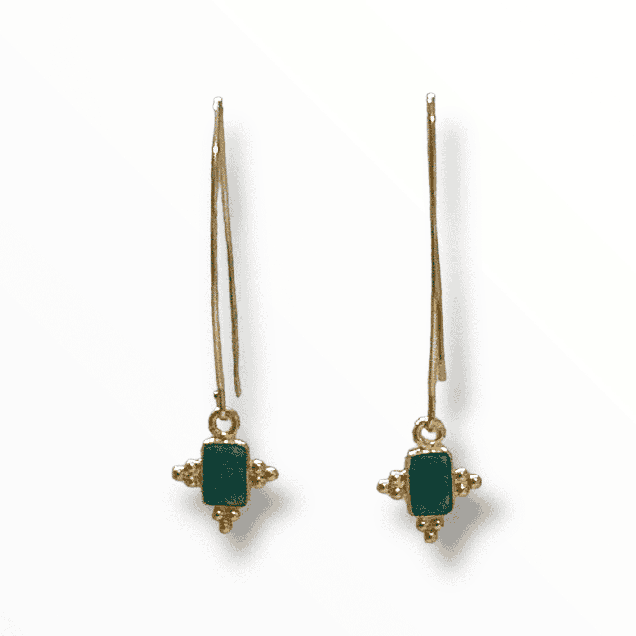 Emerald Quartz and Gold Bezeled Rita ADMK Earrings, luxury handcrafted jewelry