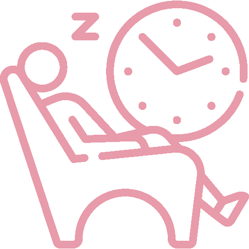 Person relaxing in a chair with a clock, symbolizing rest and time management.
