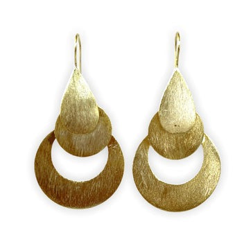 Elegant gold statement earrings, handmade artisan jewelry, designer jewelry online.