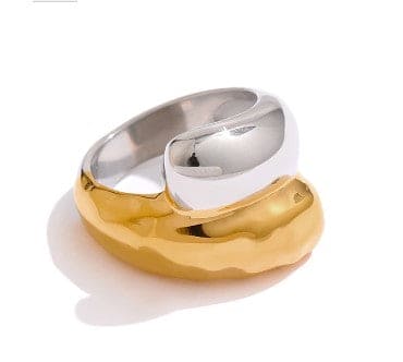 Gold and Silver Plated over Stainless Steel ADMK Jewelry Ring