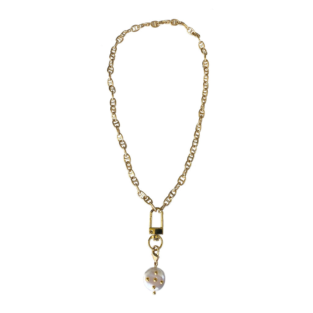 Freshwater Pearl and Gold Marla ADMK Necklace in gold chain