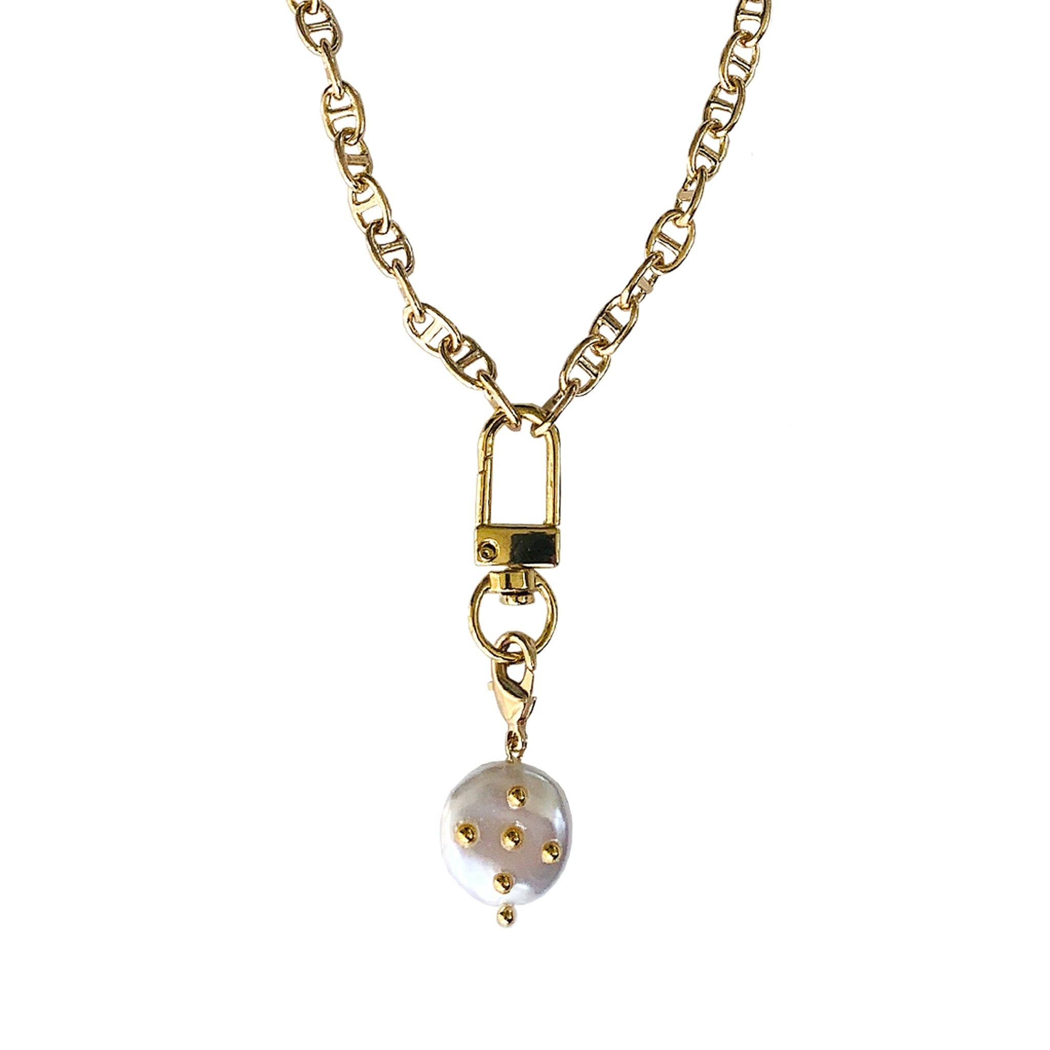Freshwater Pearl and Gold Marla ADMK Necklace showcasing artisanal elegance.