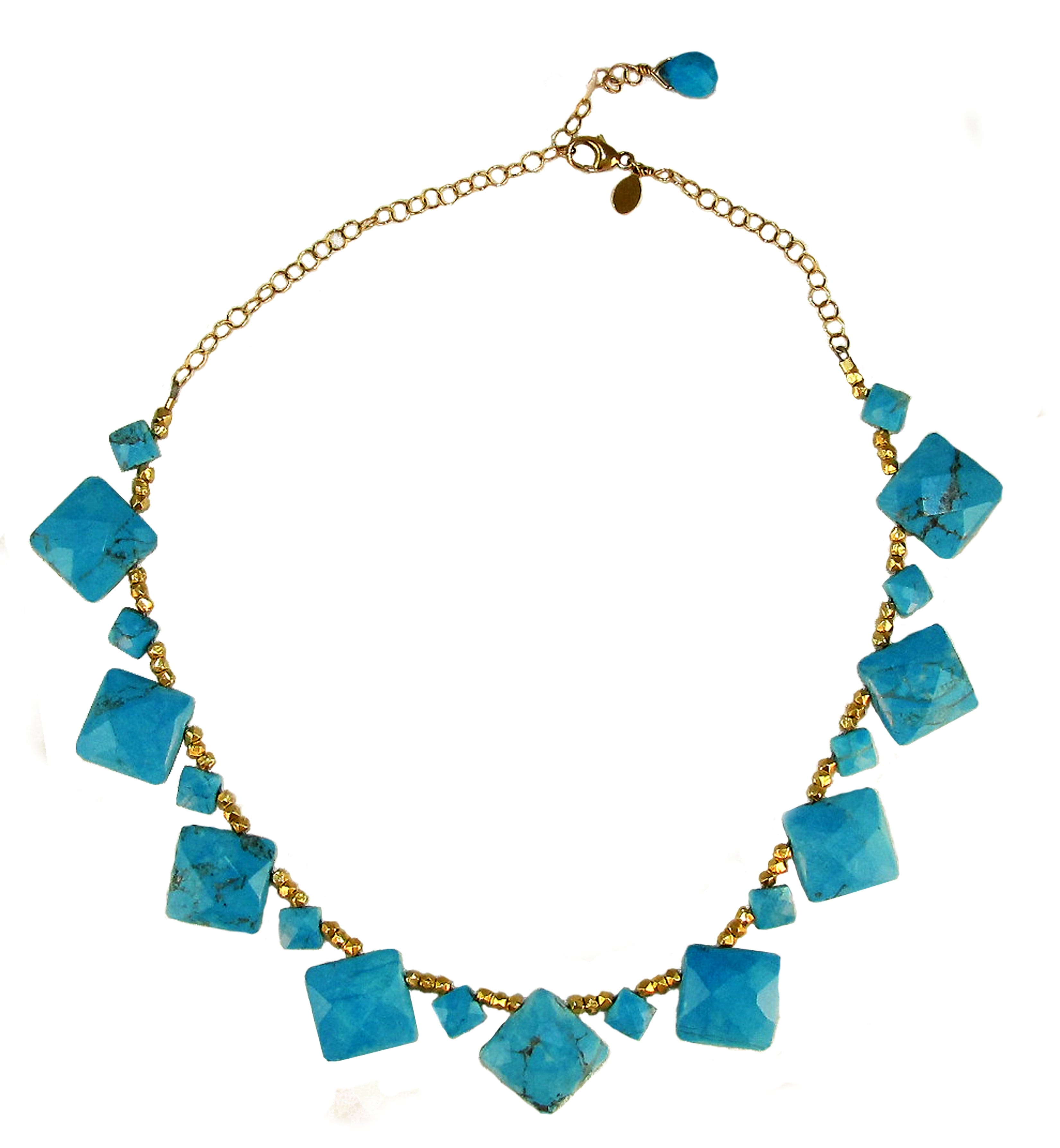 Howlite Lana ADMK Necklace with turquoise stones and gold accents